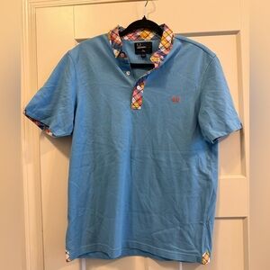 Fred Perry Light Blue Polo with Multicolor Plaid Trim
